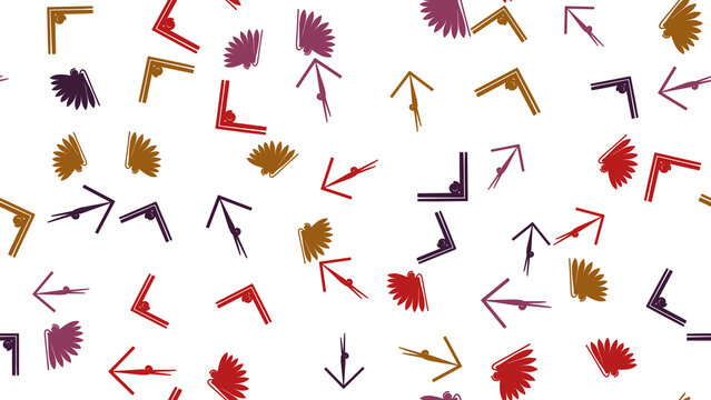 Seamless pattern of arrows and feather icons