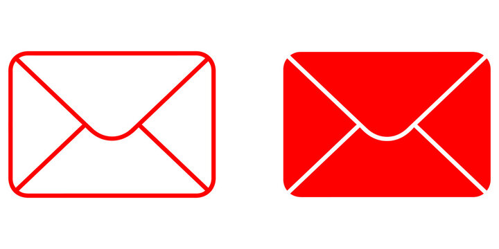 two envelopes, one white outline and one red, side by side