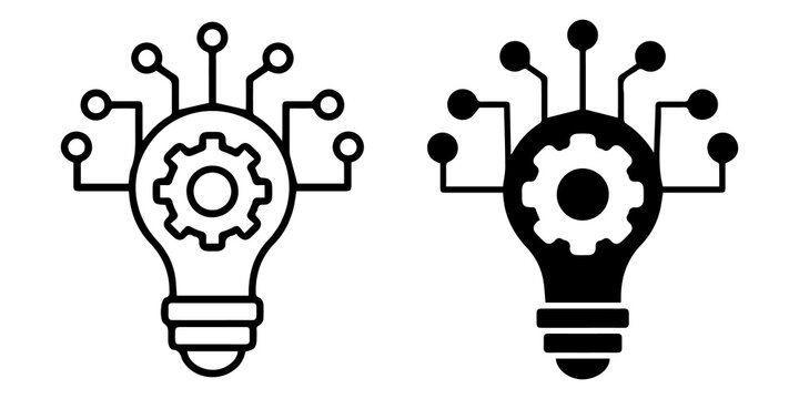 abstract concept of technological innovation and new idea generation, depicted as a lightbulb with a gear mechanism and digital connections, symbolizing progress and creativity