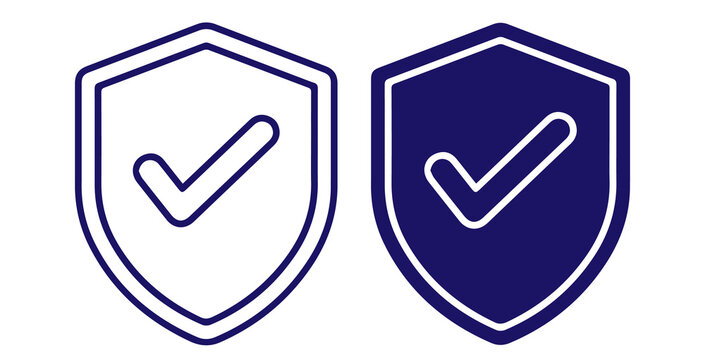 two shield icon graphic resource with check mark, graphic representation of security and protection