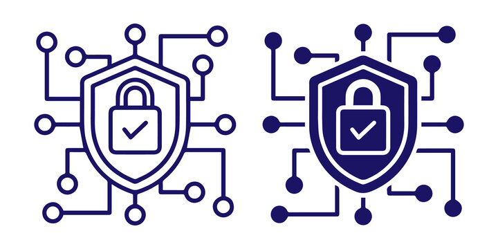digital security shield with padlock and circuit board pattern, concept of data protection and cybersecurity