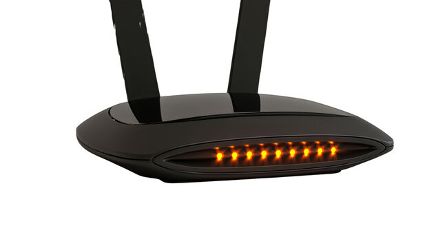Black wireless router isolated on transparent background
