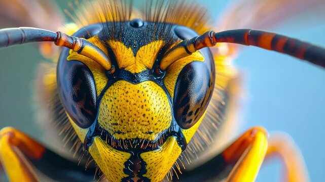 Extreme Close-Up of a Wasp's Head Revealing Intricate Details