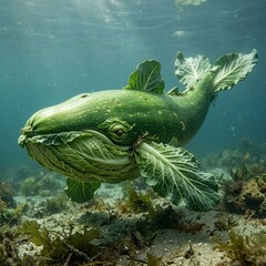 Naklejka premium Fish Made With Vegetable 