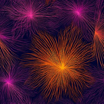 Colorful fireworks exploding in dark night sky