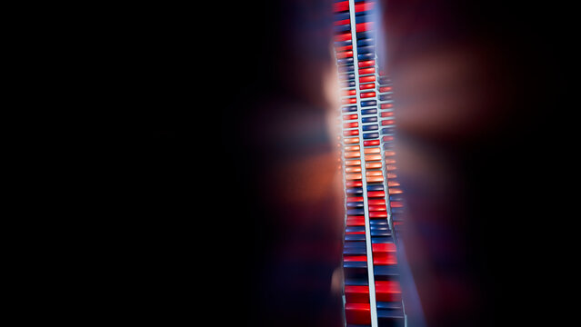 Glowing digital dna double helix molecule
