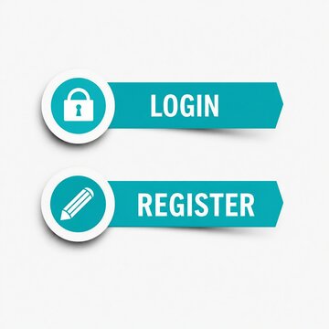 Modern login and register button icons with lock and pencil symbols