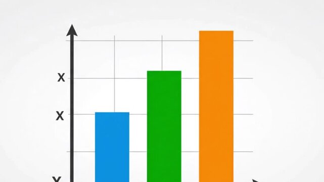 Bar Chart Growth: A vibrant bar chart illustrates a positive trend with three colorful bars, representing an upward trajectory of data and progress.