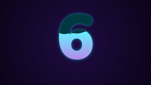 Digital countdown timer animation showing numbers 10, 5, and 0 with glowing neon effect on dark background
