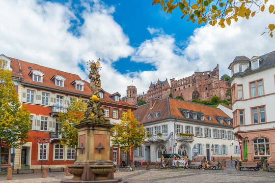 Historic square in Heidelberg Old Town in Geramay