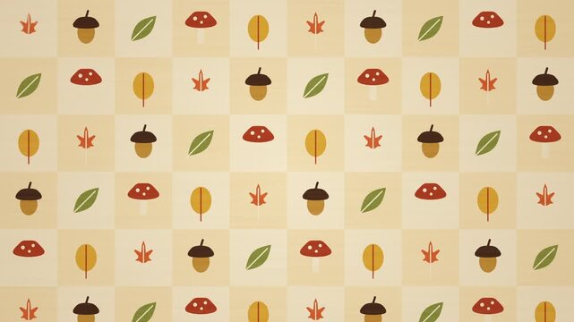 Leaf Pattern Autumn Retro Wallpaper Background Loop