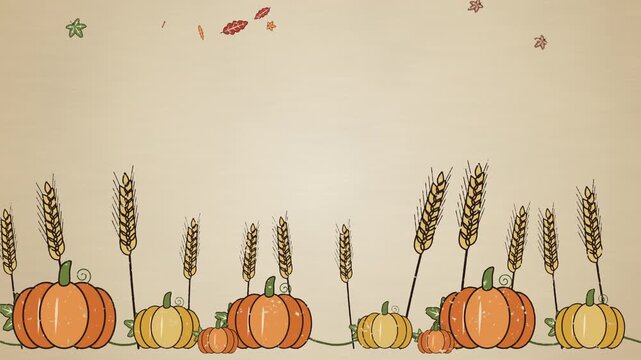 Pumpkin Row Thanksgiving Linocut Copy Space Background