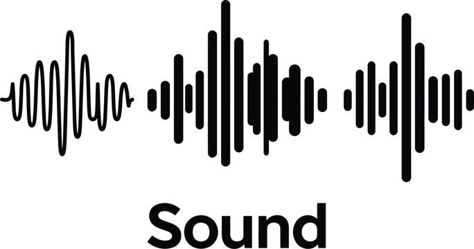 Sound icon vector, audio waveform signal frequency display graphic