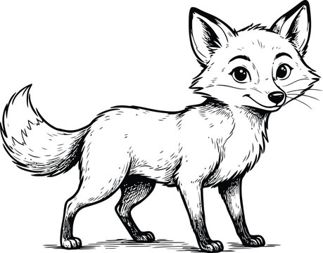Fox drawing silhouette of a wild animal standing alert