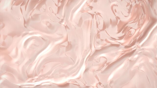 Abstract flowing rose gold liquid metal surface with light reflections and subtle geometric patterns