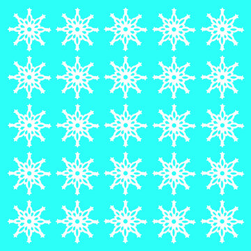 Snowflake seamless Christmas pattern design on turquoise background. Festive Xmas theme for greeting card, wrapping paper.
