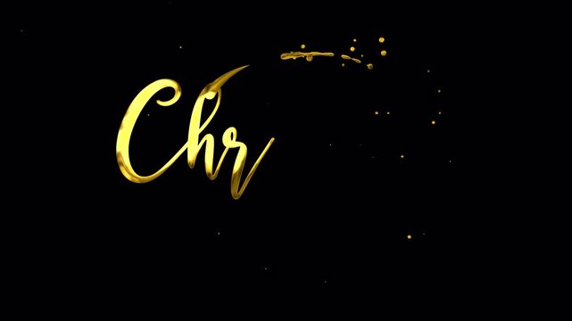 Gold glitter christmas lettering sparkles against black, creating magical holiday typography for christmas cards, invitations, festive posters, greeting designs, and celebrations.