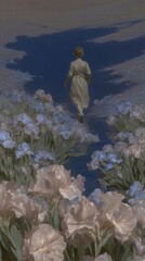 Fototapeta premium Dreamy floral path artwork mobile wallpaper