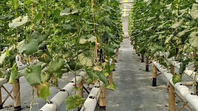 Green house organik dengan tanaman melon 