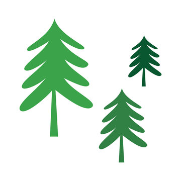 Simple evergreen trees design element isolated on white background.
