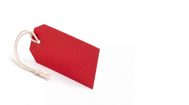 Blank red paper price tag with string