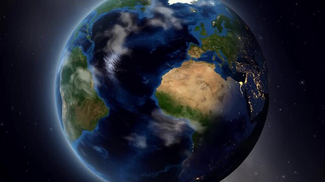 Earth Orbit Zoom In to Nis Serbia with Map Pin Marker