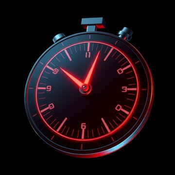 Modern black and red neon glowing stopwatch timer