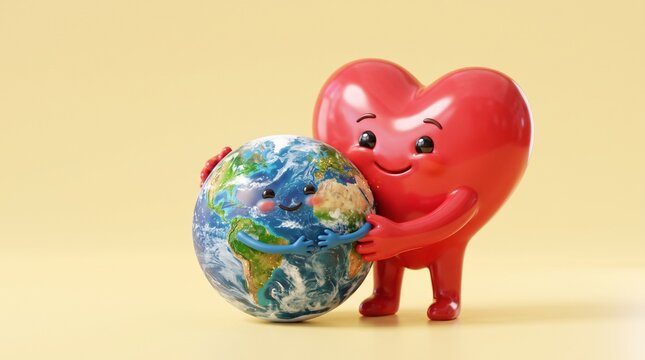  World Kindness Day Heart and Earth Hugging Illustration
