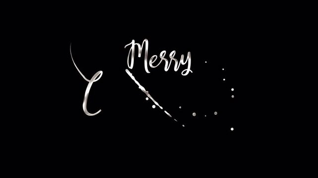 Handwritten white merry christmas lettering in flowing calligraphy adds charm to christmas cards, holiday invitations, seasonal posters, gift tags, and decorations.