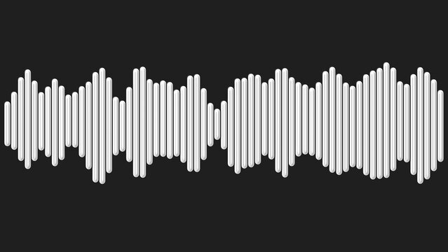 White sound wave graphic equalizer bar icon showing digital audio frequency signal on a dark background