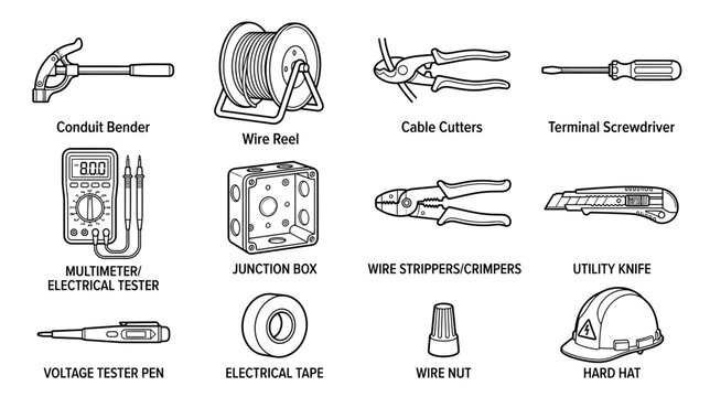 Collection of Electrical Tools and Supplies