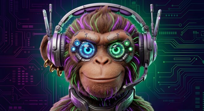 Futuristic monkey face avatar