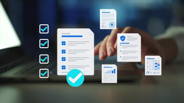  Artificial intelligence, check electronic documents on digital documents on virtual screen Document Management System
