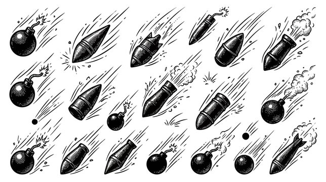 Explosive Bombs and Projectiles in Motion