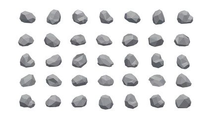 Set of low poly stones and rocks of various shapes © SM