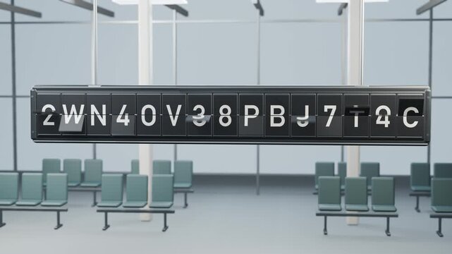 Split-flap airport board revealing GRU Sao Paulo in a terminal, 3D animation