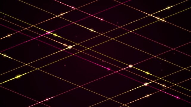 Abstract geometric patterns with glowing grid lines forming a seamless loop against a dark background.