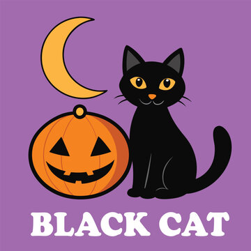 cartoon vector illustration halloween black cat