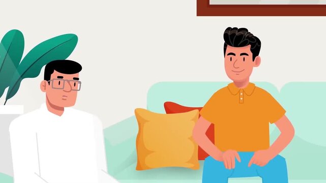 Psychotherapist talking with a patient during a counseling session in motion vector animation footage clip