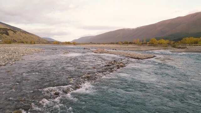 Static Aerial of Wairau River in Upper Wairau Valley New Zealand