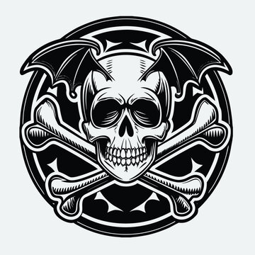 cartoon vector illustration halloween skull logo