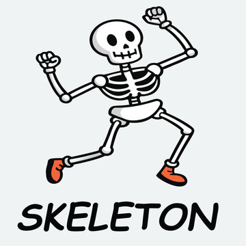 cartoon vector illustration halloween dancing skeleton