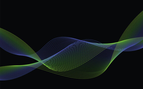 Abstract wavy line art, lite green and blue combination color,  line art background for your design.