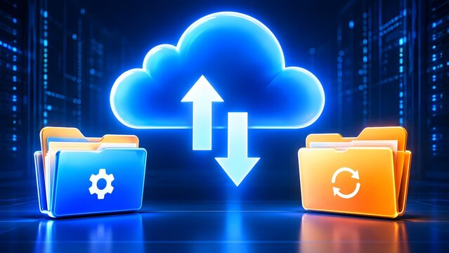 Cloud computing system synchronizing processing folders in automated data center