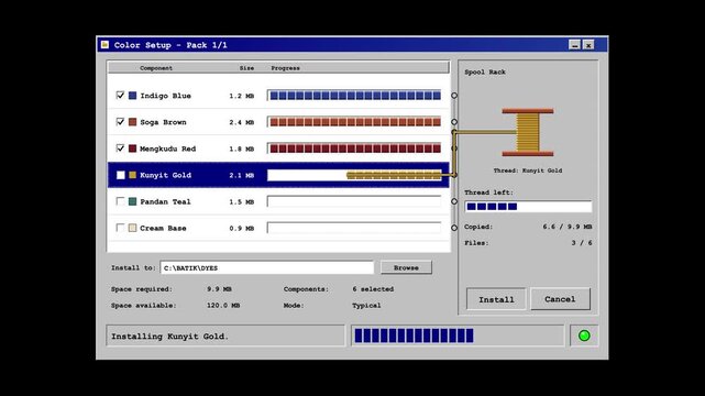 Retro Computer Software Installation Interface Progress Bar