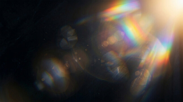 Abstract Rainbow Prism Light Refraction and Cinematic Lens Flare Background