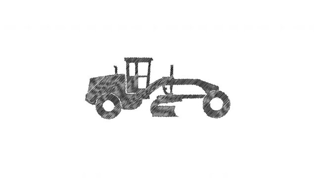 Motor grader construction vehicle sketching animation