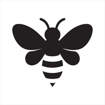 Silhouette bee icon flat animal insect nature design vector illustration