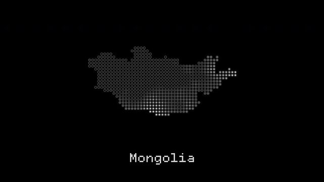 Mongolia digital dotted map revealing borders animation