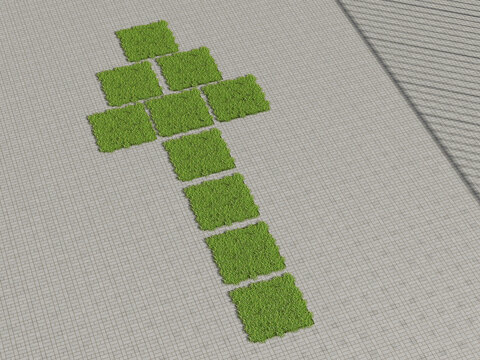 Lawn in shape of an arrow, 3d rendering